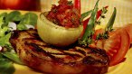 Pork Chops with Onions Caramelized in Maple Syrup