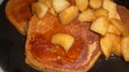 Apple Vanilla Pancakes topped with Maple Cinnamon Sauteed Apples