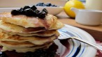 Lemon Ricotta Pancakes with Blueberry Maple Syrup