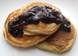Almond Pancakes with Blueberry Sauce Almond Pancakes with Blueberry Sauce