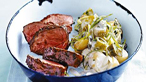 Chargrilled lamb with creamy potato salad