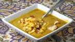 Curry Lentil Soup with Maple Tahini Tofu and Fresh Corn