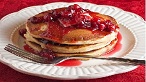 Eggnog Pancakes with Cranberry Orange Syrup